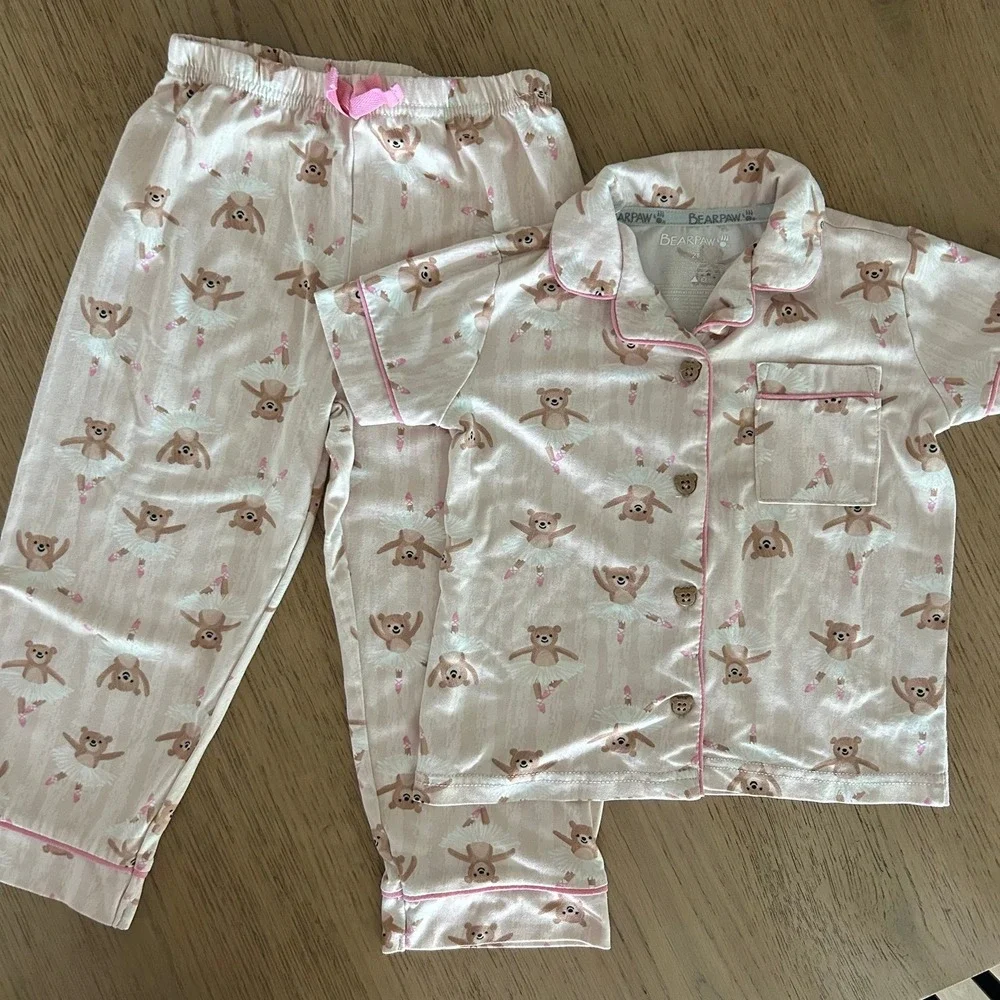 BEARPAW Girls Pink Bear Ballerina Pajamas 2-3T